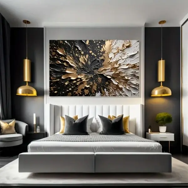 Abstract Black Gold Wall Art