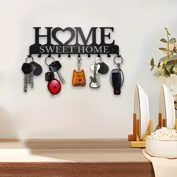Black Metal Wall Key Holder