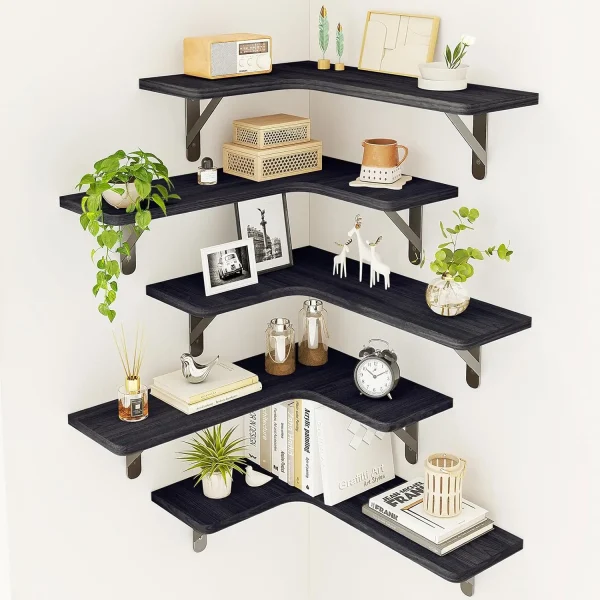 5-Piece Floating Corner Wall Shelves