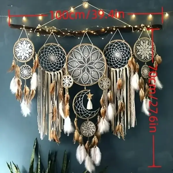 5-Piece Bohemian Moon Dreamcatcher Set
